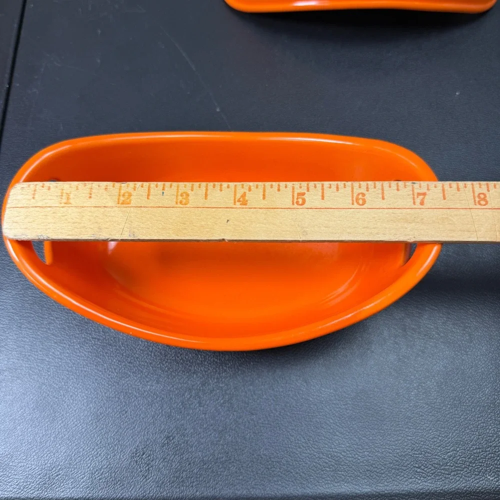 Set of 2 Rachael Ray Ramekins 12oz Orange Modern Stoneware Oval Bakers